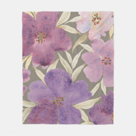 Lilacs on watercolor green background fleecedecke