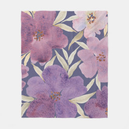 Lilacs on watercolor violet background fleecedecke
