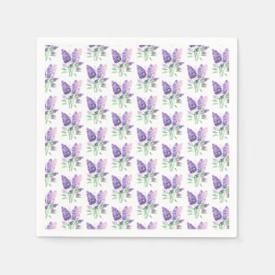 Lilacs Purple Flowers Wasserfarbenes Naturmuster Serviette