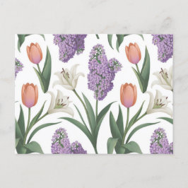 Lilacs Tulips Lilies Blume Muster Postkarte