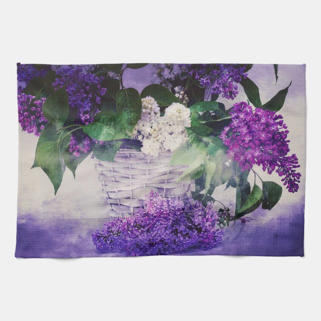 Lilacs und Baskets Geschirrtuch (Horizontal)