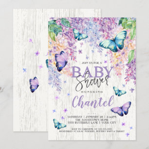 Lilacs und Butterfly Einladung der Babydusche