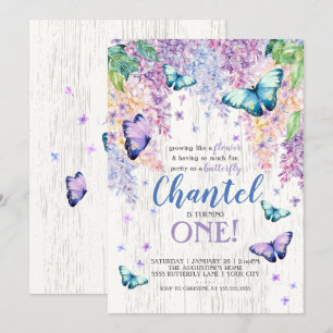 Lilacs und Butterfly Einladung zum Geburtstag