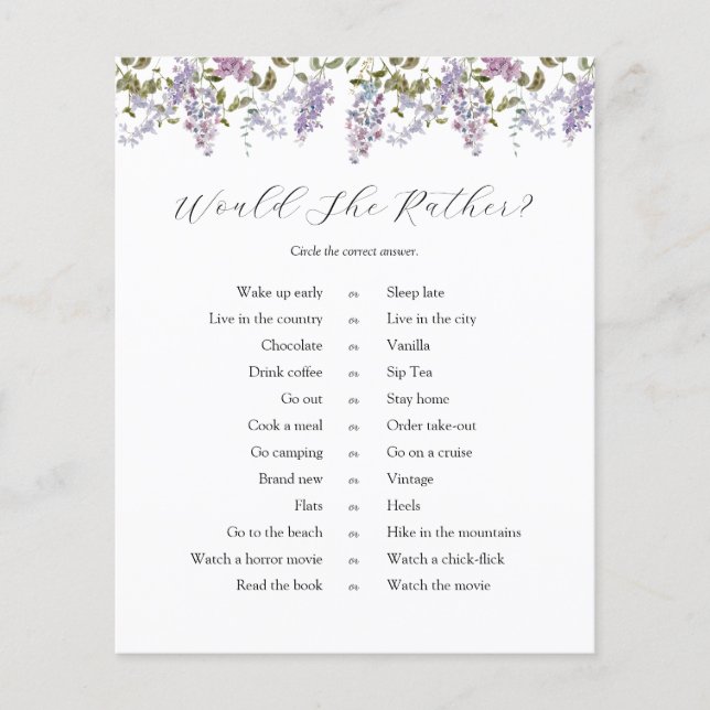 Lilacs und Lavender Bridal würden eher spielen (Vorderseite)