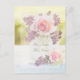 Lilacs und Rose, Save the Date Hochzeit Vintag Ankündigungspostkarte