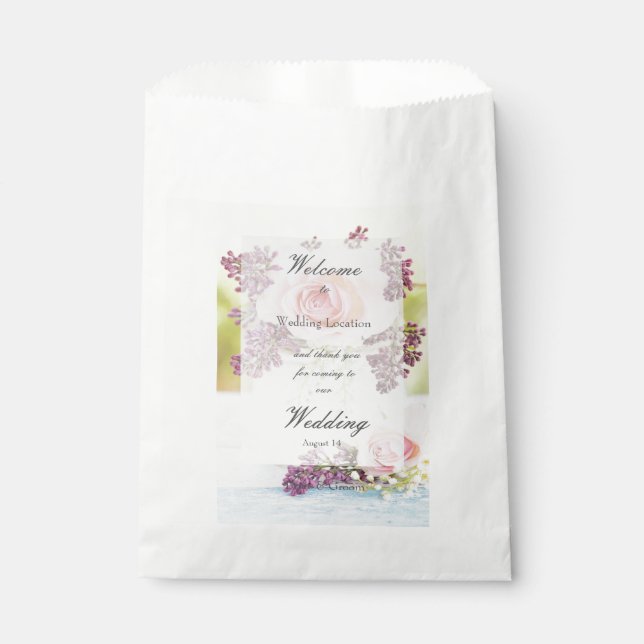Lilacs und Rose Vintage Wedding bearbeitbar Geschenktütchen (Vorderseite)
