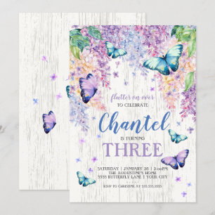 Lilacs und Schmetterling  Einladung zum Geburtstag
