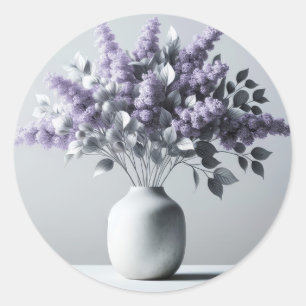 Lilacs und Silver Leaf Bouquet Runder Aufkleber
