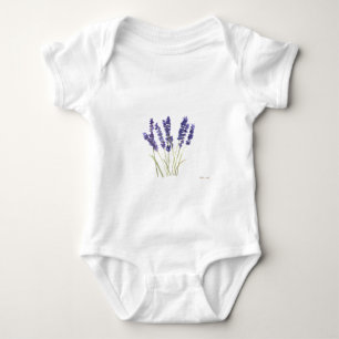 Lilafarbene Lavendelblüten Aquarell Blumen Natur Baby Strampler