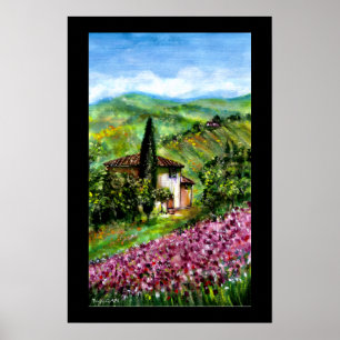 LILAFARBENE SCHWINGELFELDER IN GRÜNER TUSKANA-LAND POSTER