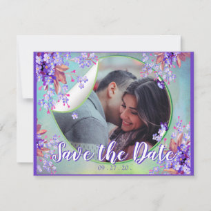 Lilafarbene Vergissmeinnicht-Blumen Save the Dates Ankündigung