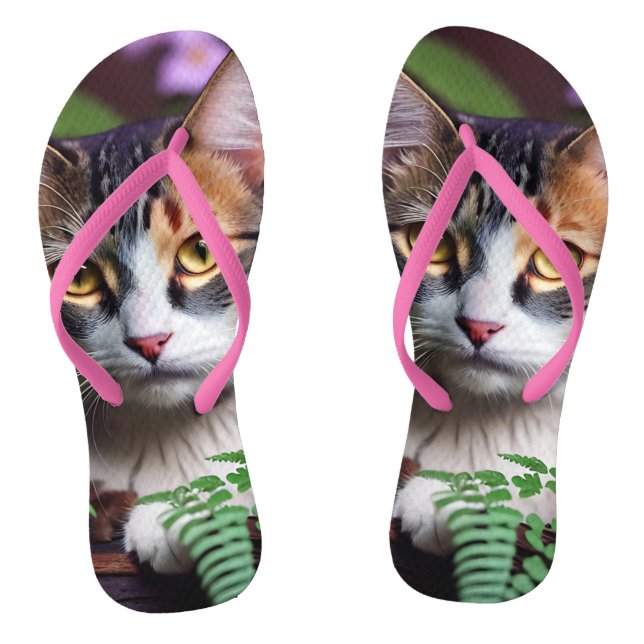 Lilah, die Tortoiseshell: Eine hübsche Katze Flip Flops (Fußbett)