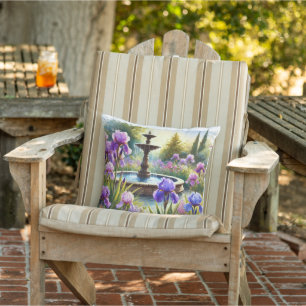 Lilane Iris-Garten Wasserfarben-Wurfkissen Kissen