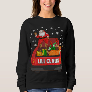 Lili Claus Red Truck Santa Reindeer Elf Weihnachte Sweatshirt