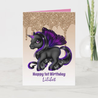 Lilibet 1. Geburtstagskarte - Princess Unicorns Karte