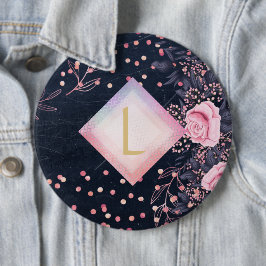 Lilibet Monogram Navy Rosegold Pink Princess Gesch Button
