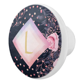 Lilibet Monogram Navy Rosegold Pink Princess Gesch Keramikknauf