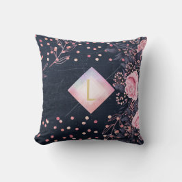 Lilibet Monogram Navy Rosegold Pink Princess Gesch Kissen
