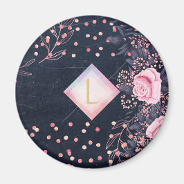 Lilibet Monogram Navy Rosegold Pink Princess Gesch Magnet