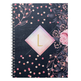 Lilibet Monogram Navy Rosegold Pink Princess Gesch Notizblock