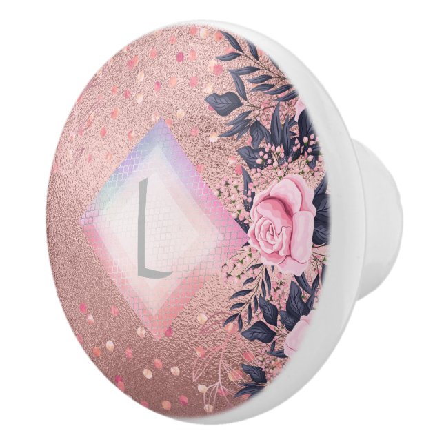 Lilibet Monogram Rosegold Floral fit for Princess Keramikknauf (Rechts)