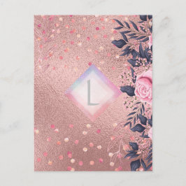 Lilibet Monogram Rosegold Floral fit for Princess Postkarte