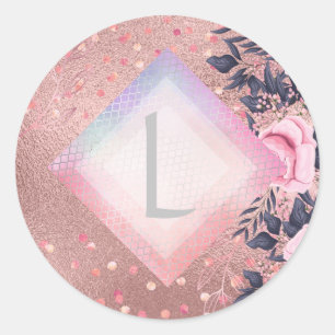 Lilibet Monogram Rosegold Floral fit for Princess Runder Aufkleber