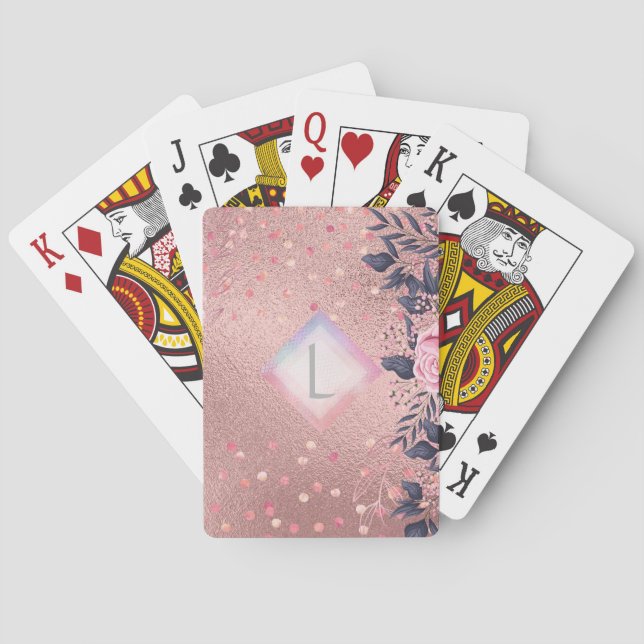 Lilibet Monogram Rosegold Floral fit for Princess Spielkarten (Rückseite)