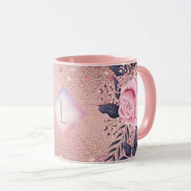 Lilibet Monogram Rosegold Floral fit for Princess Tasse (VorderseiteRechts)