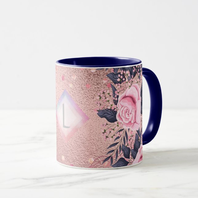 Lilibet Monogram Rosegold Floral fit for Princess Tasse (VorderseiteRechts)