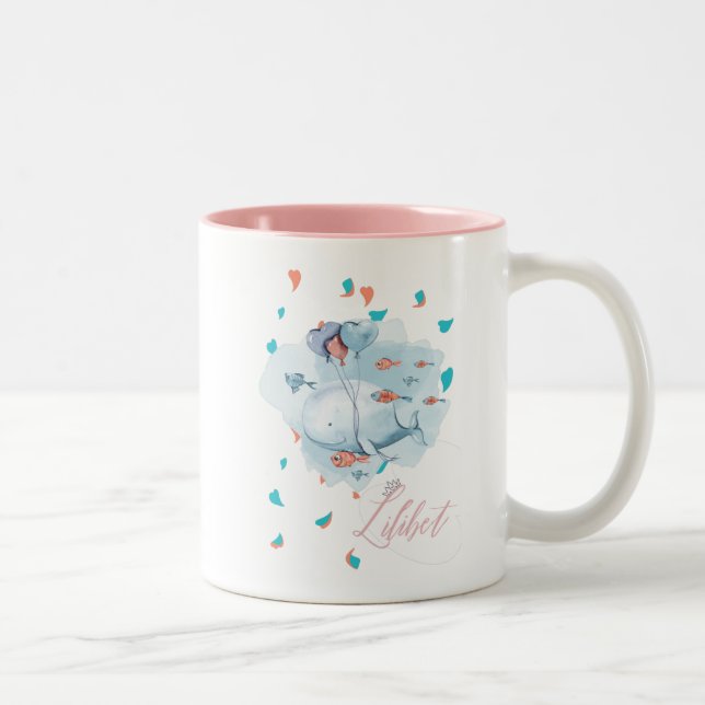 Lilibet nannte magische WALE-Geschenke für Mädchen Zweifarbige Tasse (Rechts)