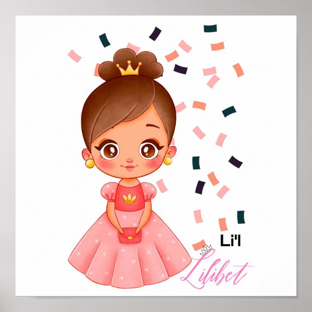 Lilibet nannte Peach Princess Geschenke für Mädche Poster (Vorne)