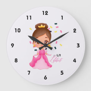 Lilibet nannte Pink Princess Geschenke für Mädchen Große Wanduhr