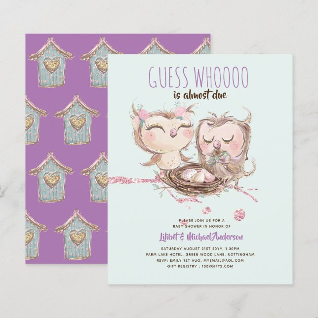 Lilibet Owl Baby Girl Shower (Vorne/Hinten)
