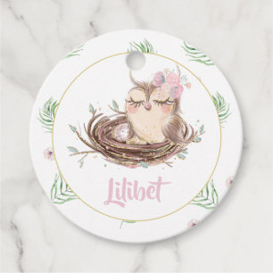 Lilibet Owl Baby Girl Shower Geschenkanhänger