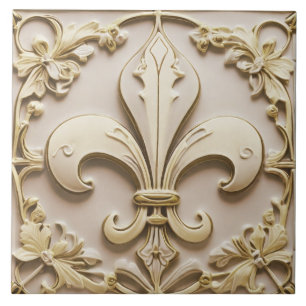 Lilie Antique Cream Gold Beige Imitats Relief Fliese
