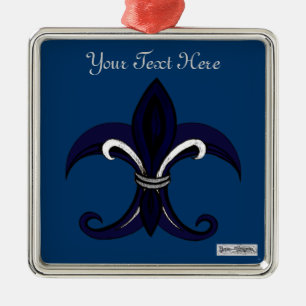 Lilie blau/Silber Silbernes Ornament