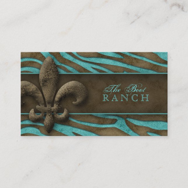 Lilie Business Card Brown Blue Zebra Visitenkarte (Vorderseite)