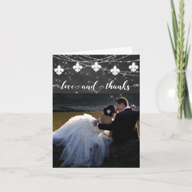 Lilie Charcoal Lights | Foto Herz Liebe Dankeskarte (Vorderseite)