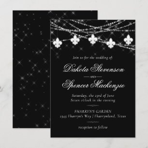 Lilie Charcoal Lights   Minimalistische Hochzeit Einladung