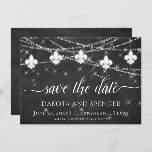 Lilie Charcoal Lights | Minimalistische Hochzeit Save The Date (Vorne/Hinten)