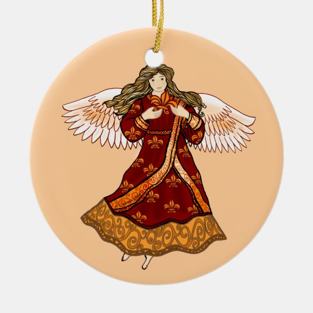 Lilie Christlich Engel Keramik Ornament (Vorne)