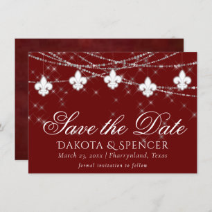 Lilie Dark Red Lights Elegant Crimson Save The Date