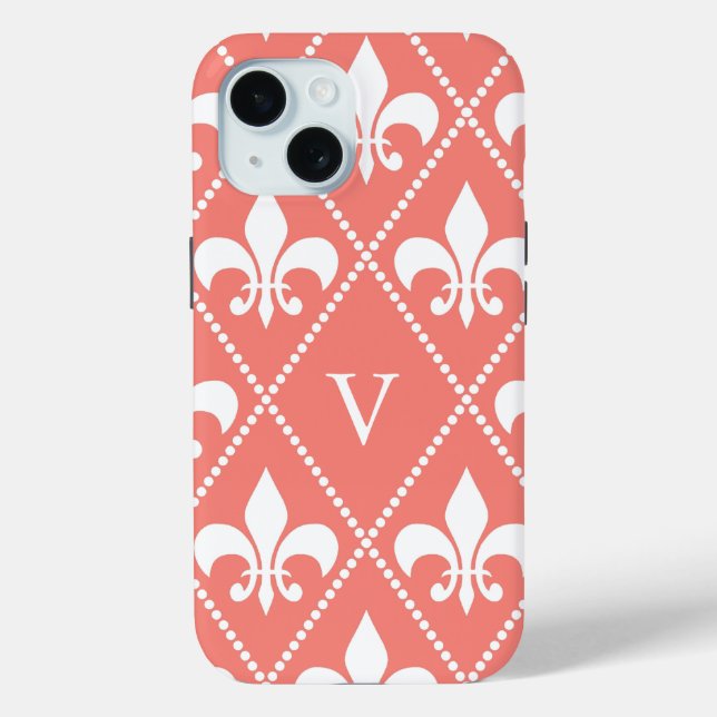 Lilie der Korallen mit Monogramm Case-Mate iPhone Hülle (Rückseite)