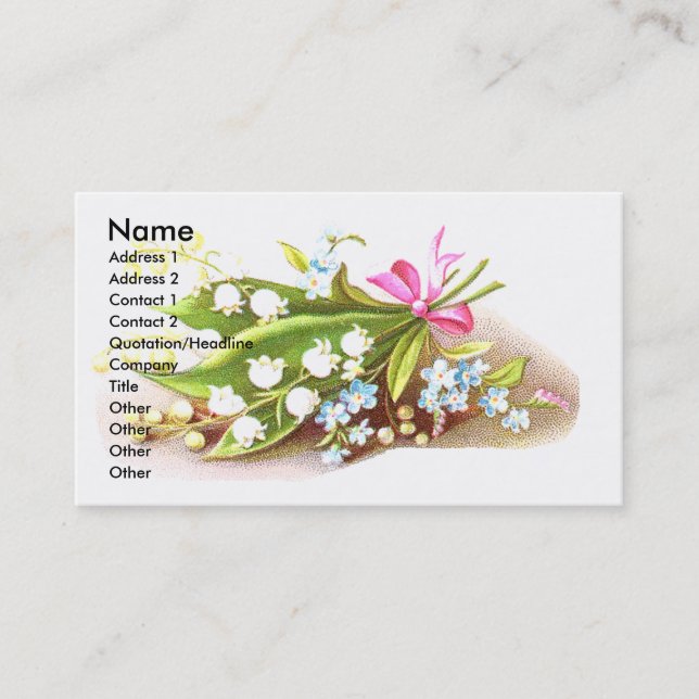 Lilie der Tal-viktorianischen Einklebebuch-Karte Visitenkarte (Vorderseite)