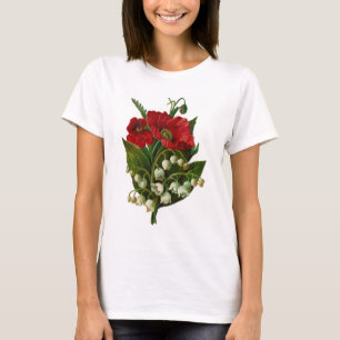 Lilie des Tal-und Mohnblumen-Vintagen Entwurfs T-Shirt