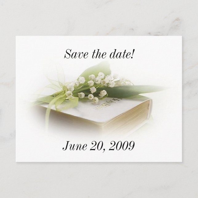 Lilie des Tales mit Bibel Save the Date Postkarte (Vorderseite)