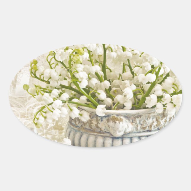 Lilie des Tals Ovaler Aufkleber (Vorderseite)