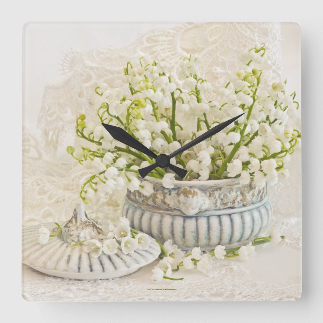 Lilie des Tals Quadratische Wanduhr (Vorderseite)