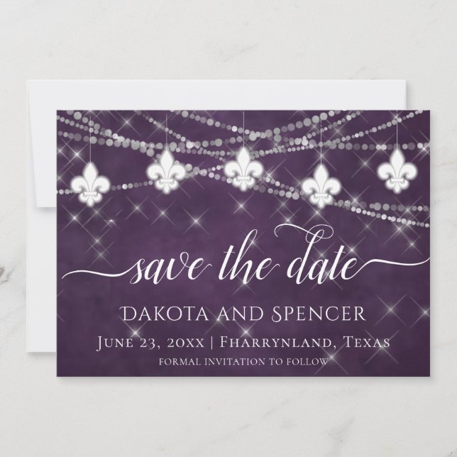 Lilie Eggplant Lila Lights | Dunkle Hochzeit Save The Date (Vorderseite)